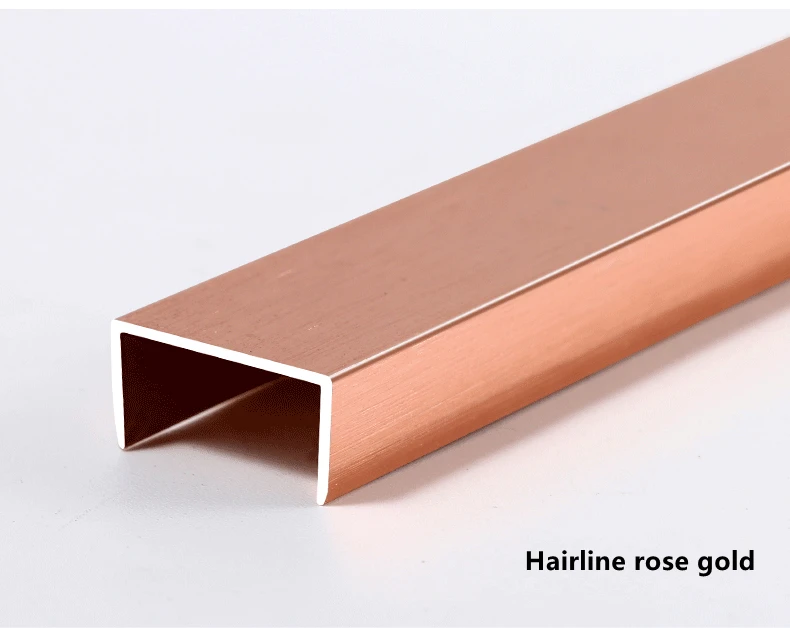 U shape Aluminum extrusion profile with polished gold finish for tile decoration manufacture