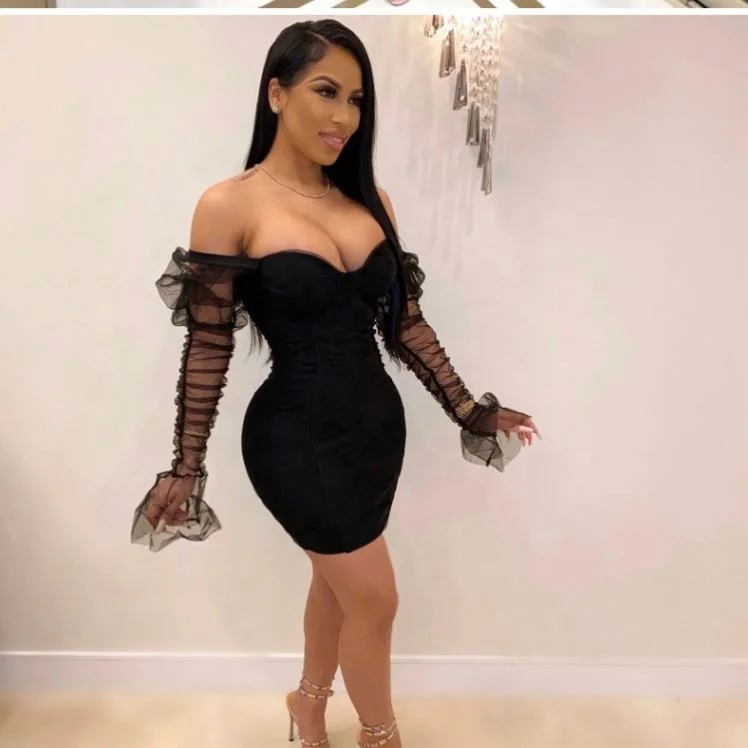 

2020 Women Mesh Bodycon Dress Sexy Party Ladies Club Casual Evening Elegant Dresses For Girls
