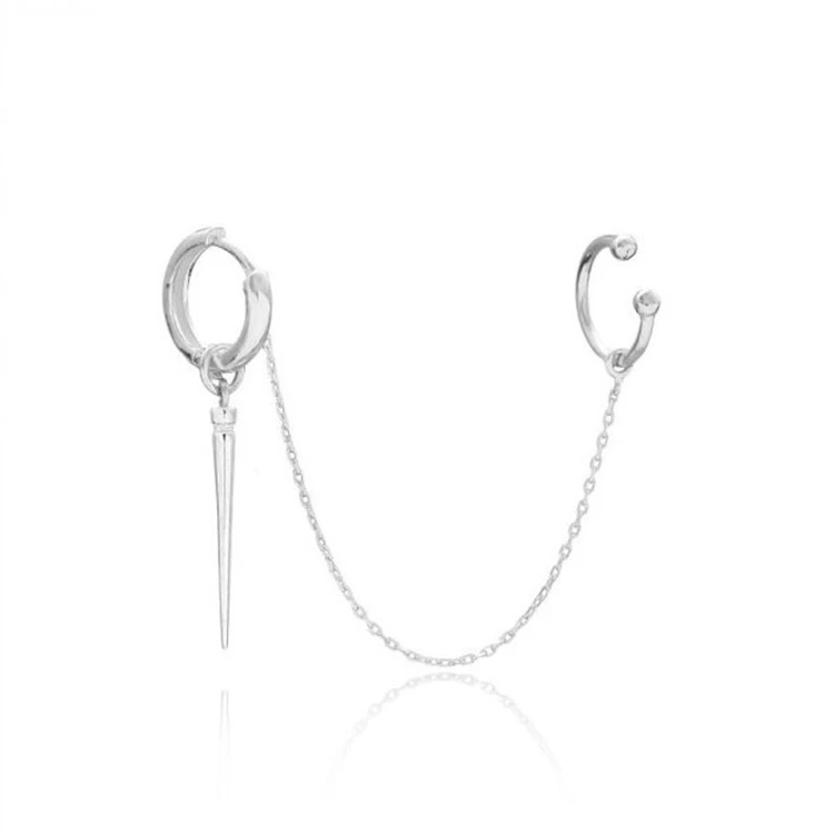 Trending Stainless Steel Ear Cuff Earrings Women Hoop Spike Dangle Earrings