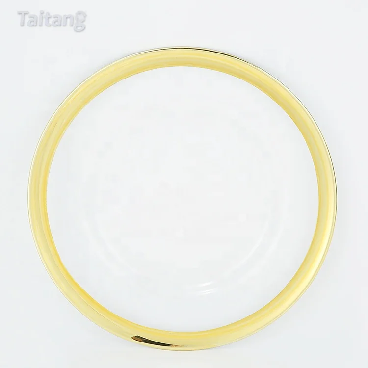 

Clear Glass Charger Plate With Gold Trim For Wedding Party Decoration, Gold rim
