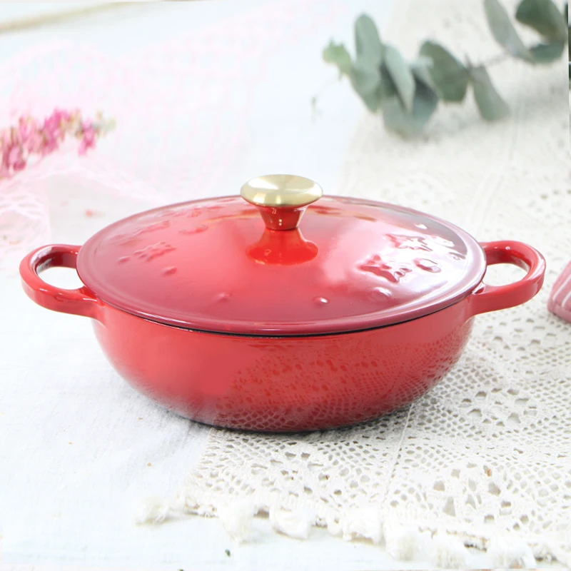 

cookware set Cast Iron stockpot enamel casserole pot, Red