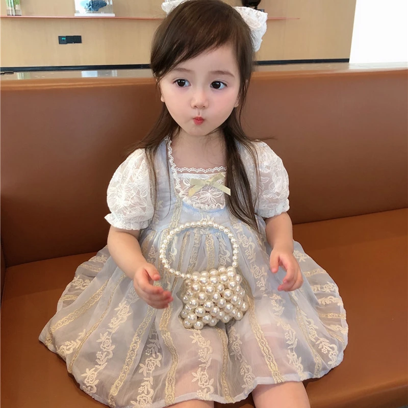 

Baby princess dress 2021 new summer western style children's fashion dress Lolita girl dress, White