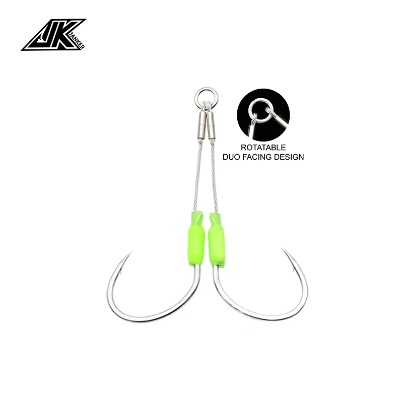 

JK SWTA-L High Carbon Steel Fishing Hook Saltwater Jigging Hook Glow Steel Wire Assist Fishing Hooks