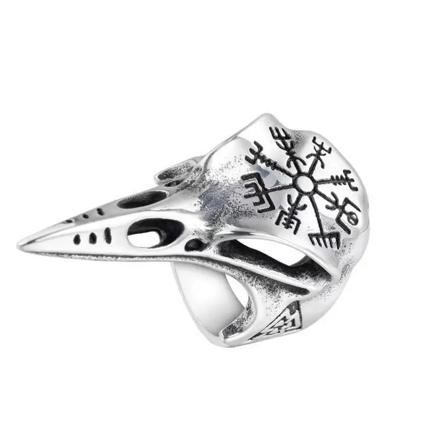 

Factory wholesale stainless steel jewelry hip hop Silver Eagle head ring casting eagle beak head ring for men