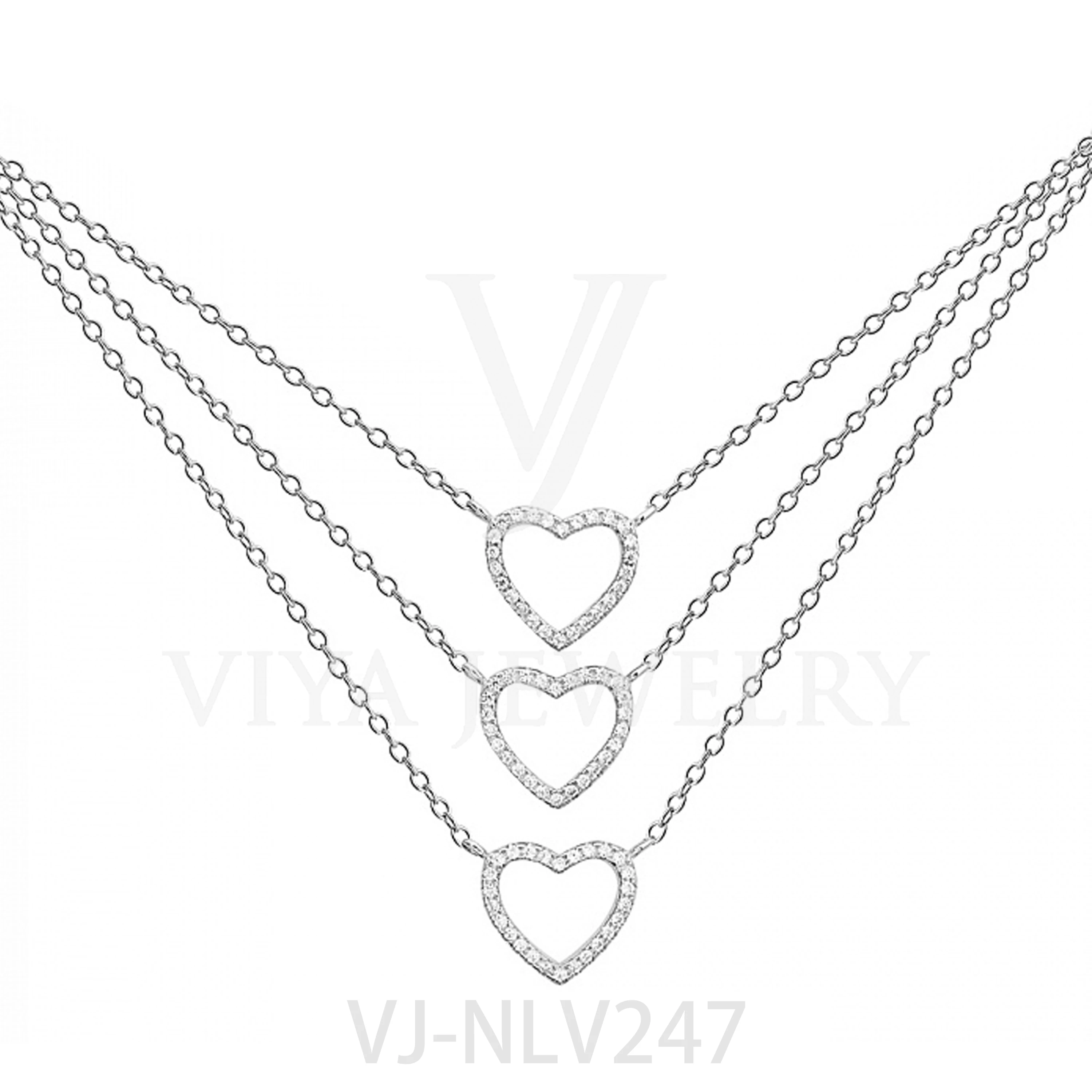 

The REFLECTION OF Necklace Made of 925 Sterling Silver Romantic Pendant Consists Of Three Hearts