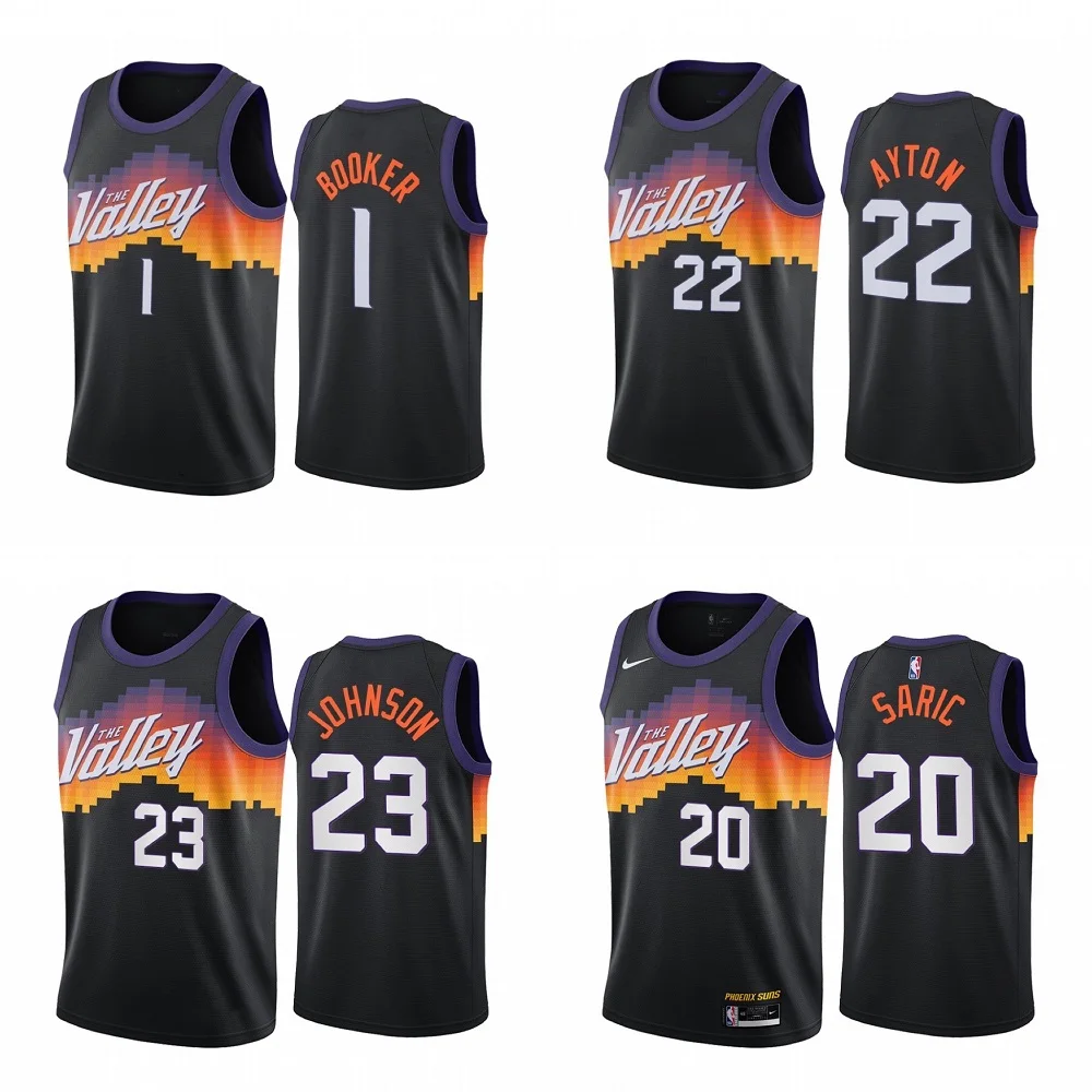 

Men's Phoenix City Edition Sun Custom Logo Basketball Jersey Uniforms The Valley jerseys 1 Devin Booker 25 Bridges 22 Ayton