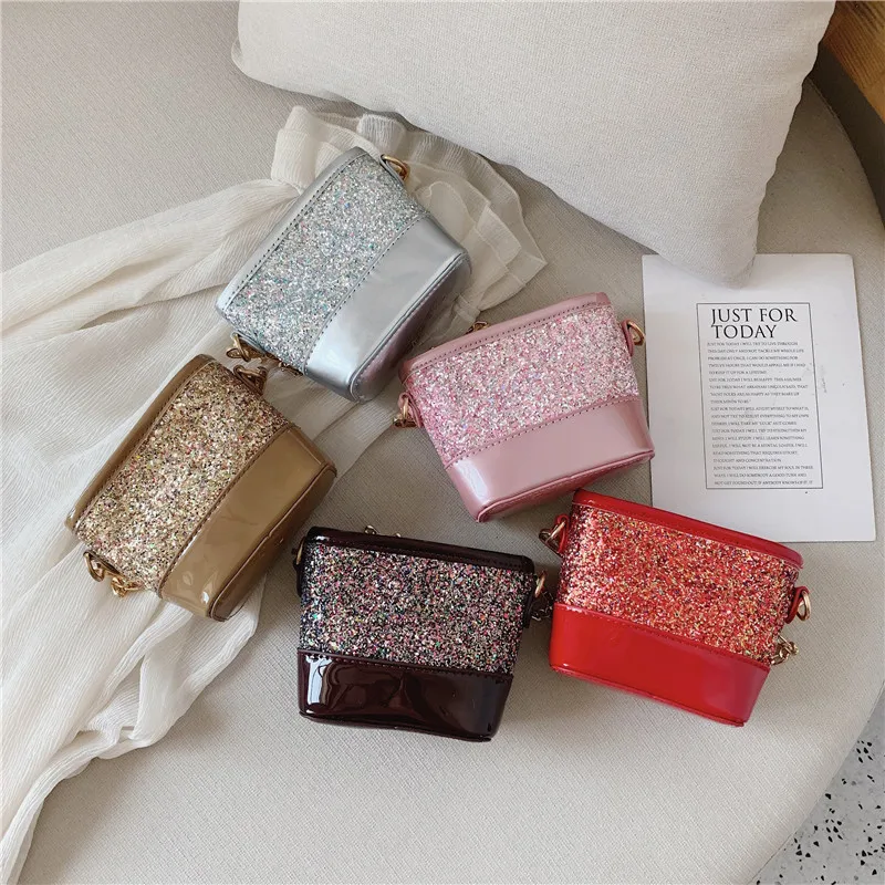 

New Creative Korea Fashionable versatile Personality Bucket Bag Kids Mini sequin crossbody bag