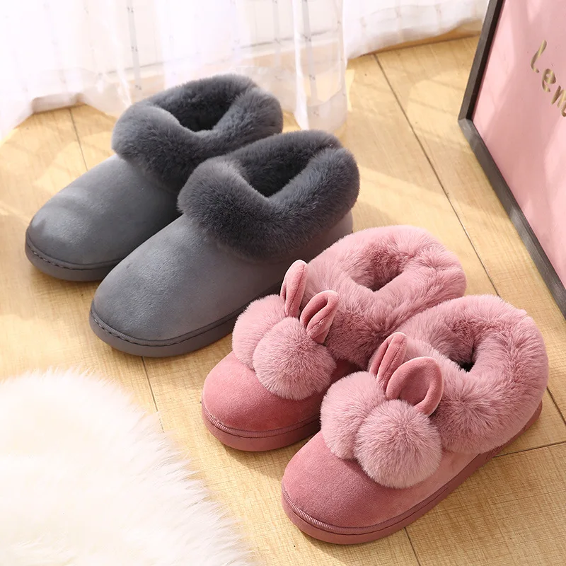 

Drop Shipping Anti-slippery Plush Fur Bedroom Slippers Cartoon Japanese House Slippers Warm Fake Fur Slippers, Customized color