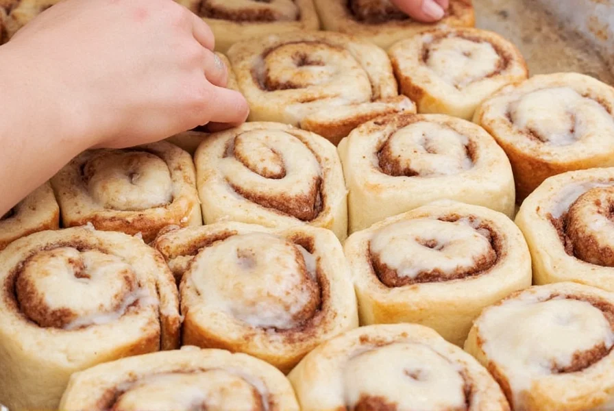Step-by-step process of making ambitious kitchen cinnamon rolls showing dough preparation, rolling, and baking stages