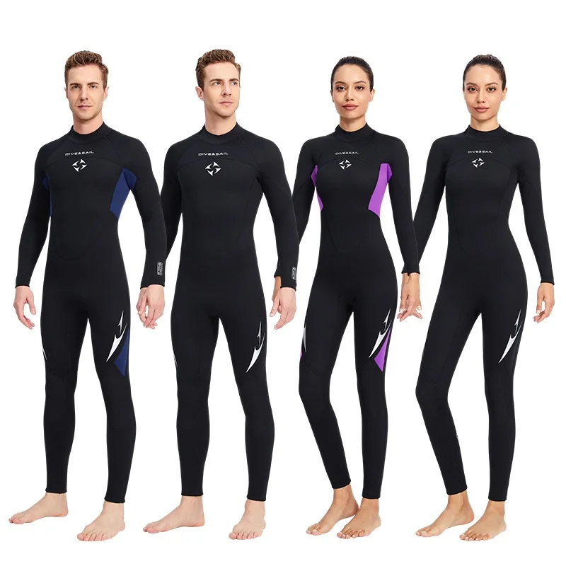 

New 3MM diving suit female one-piece long-sleeved thickening warm couple diving suit male snorkeling surfing jellyfish swimsuit
