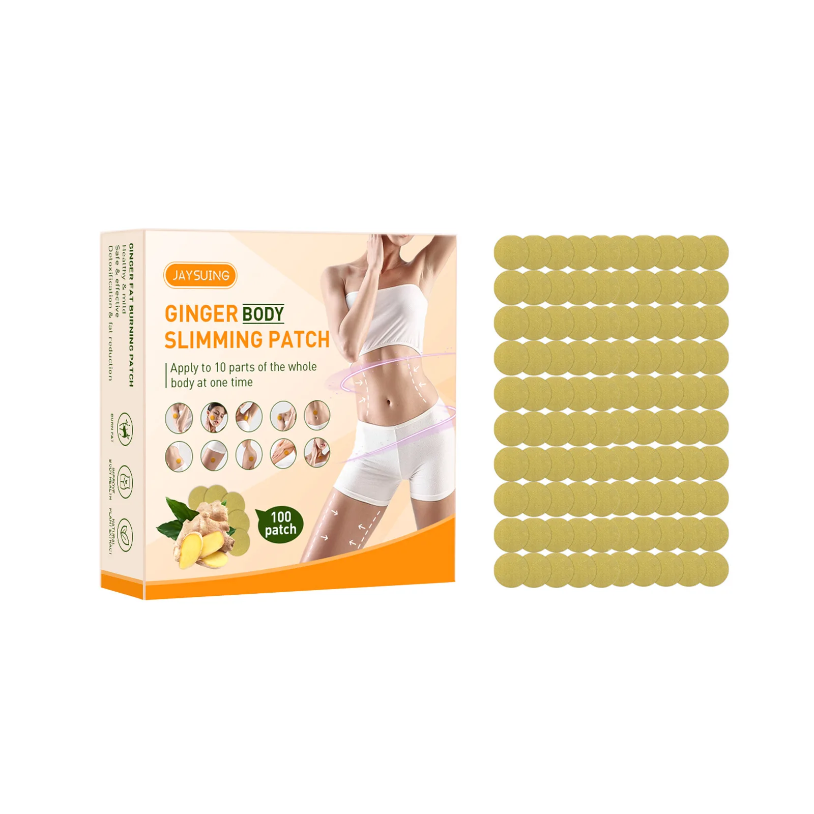 

Jaysuing 100Pcs/Box Ginger slimming body firming and shaping to reduce belly and thigh body paste herbal body sculpting paste