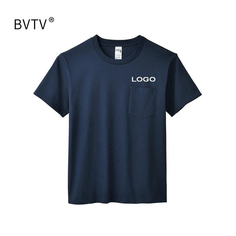 

high quality short sleeve combed 100% cotton fashion blank custom printing logo men tshirt pocket