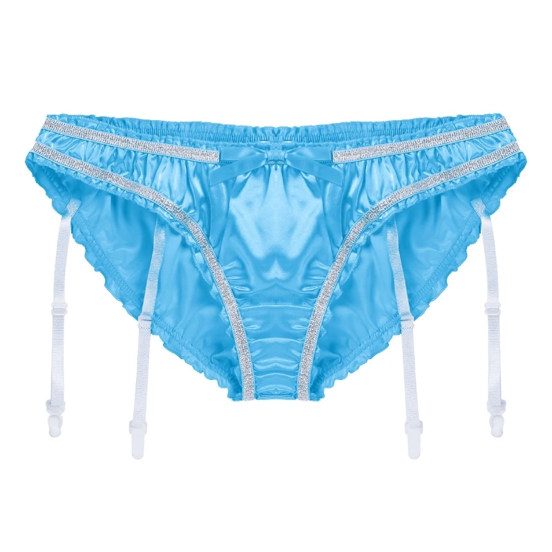 

iEFiEL Mens Soft Satin Sissy Lingerie Underwear Stretchy Satin Ruffled Triangle Briefs Underwear Panties