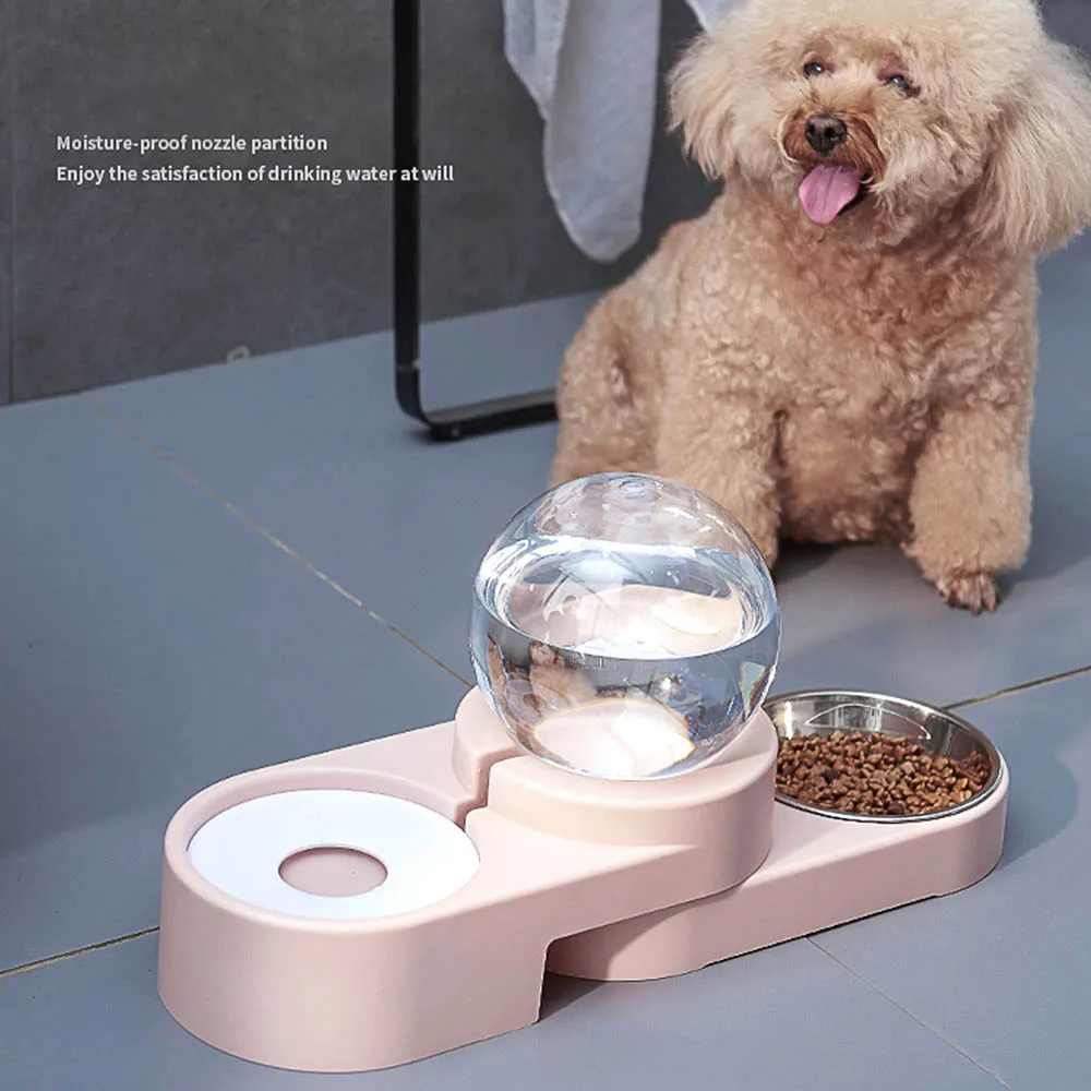 

Hot-selling Bubble Drinker With Automatic Water Refilling Double Bowl Cat Drinking Water Feeding Bowl Non-wet Mouth Water Cup, Green, pink