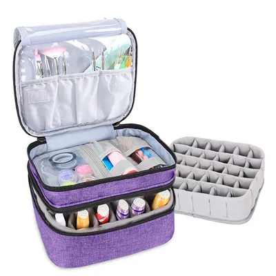 

Cross-border new anti-fall double-layer nail polish storage bag essential oil bag portable storage cosmetic bag