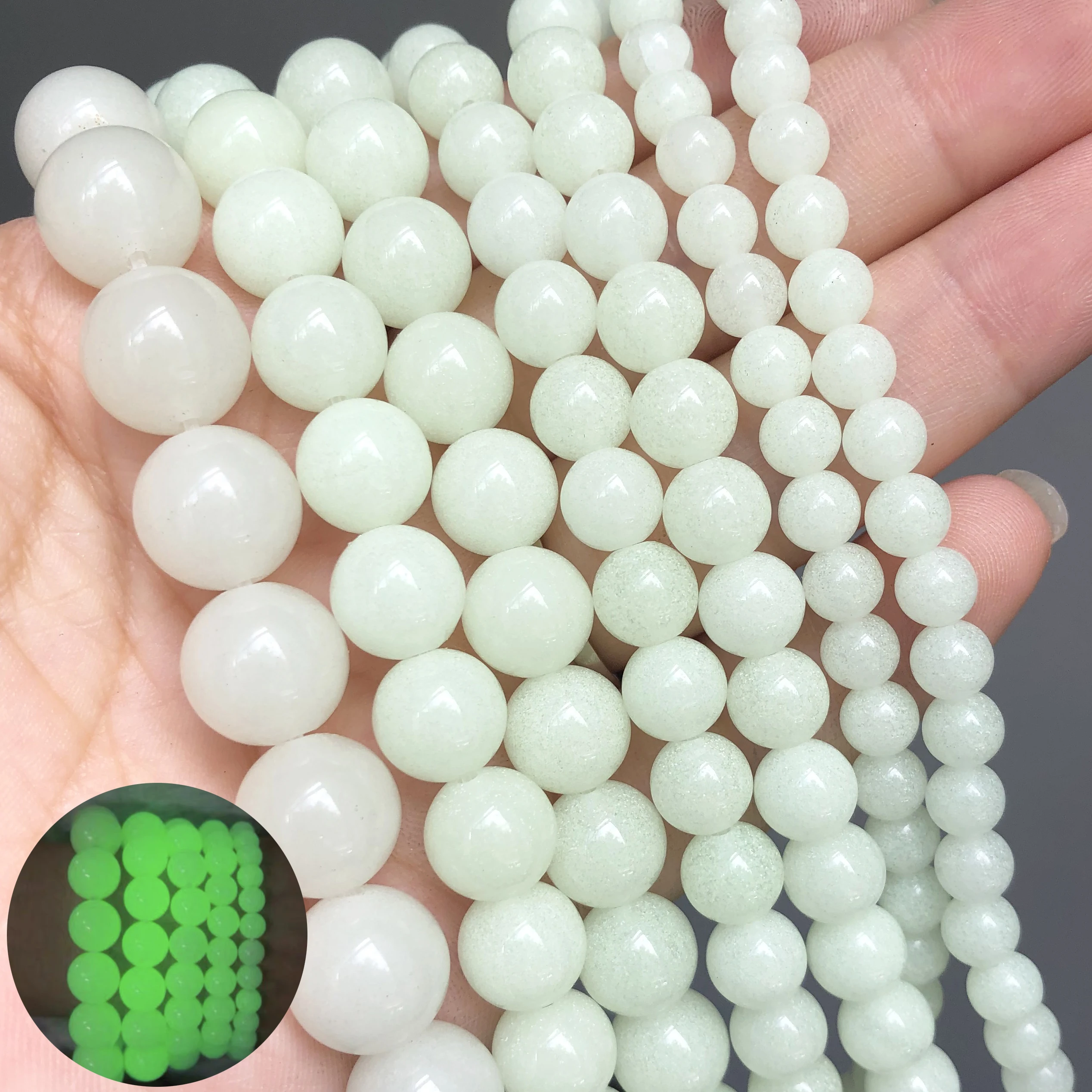 

Luminous Glowing In The Dark Round Beads for Jewelry Making Natural Stone DIY Women Yoga Bracelet Fishing Tools 6/8/10/12mm