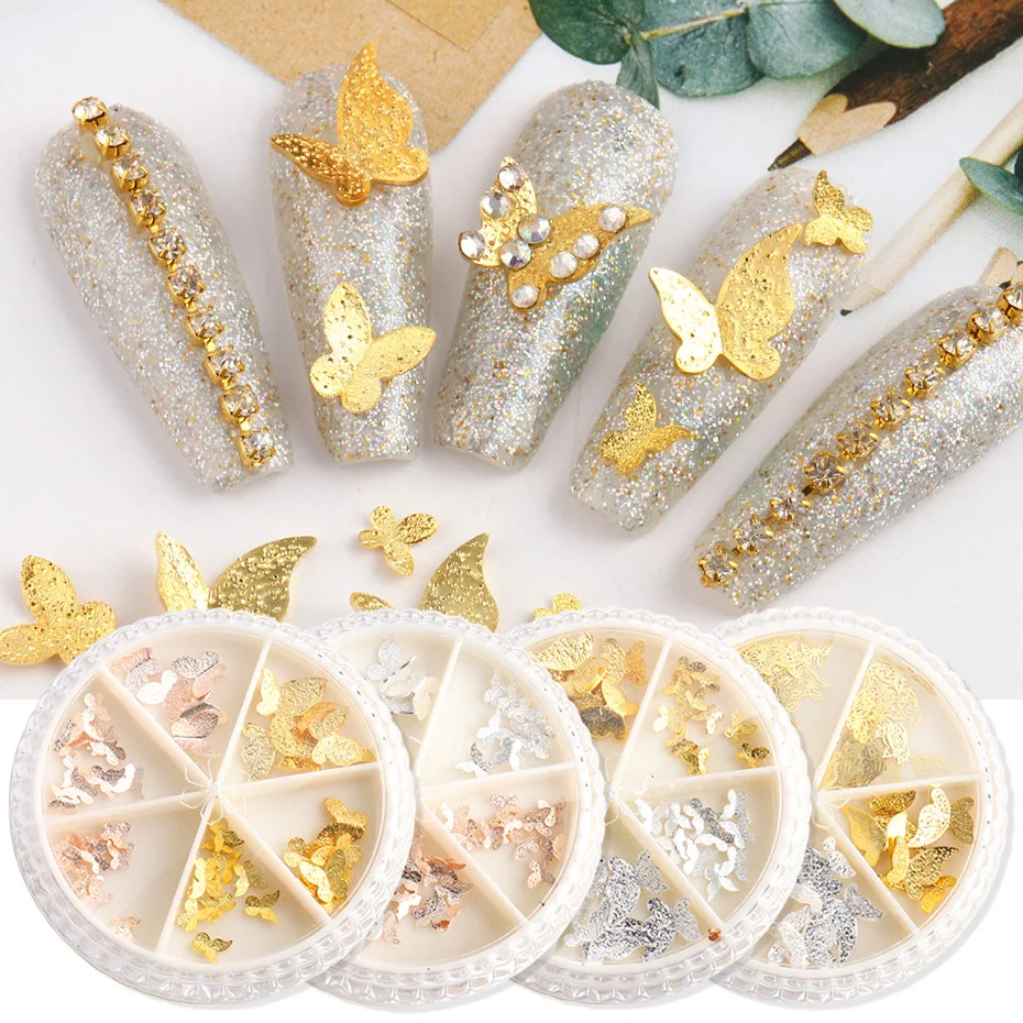 

3D Gold Silver Plated Matte Alloy Charms Nail Sticker Decoration, Picture
