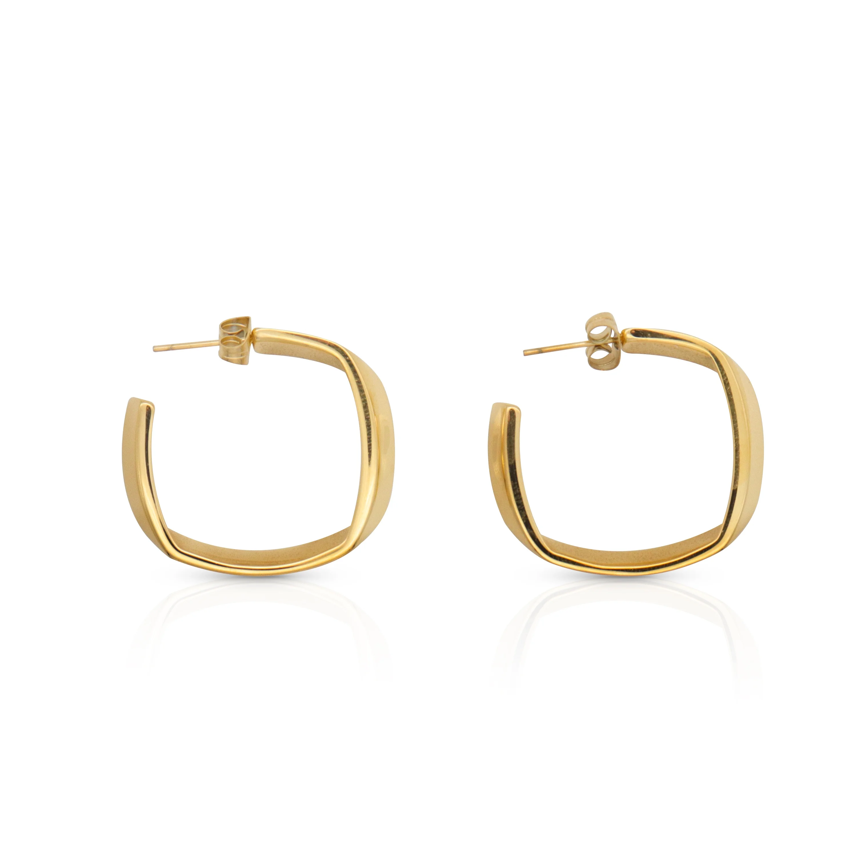 

Chris April fashion Jewelry 316L stainless steel PVD gold plated Mobius square circle geometry hoop earring