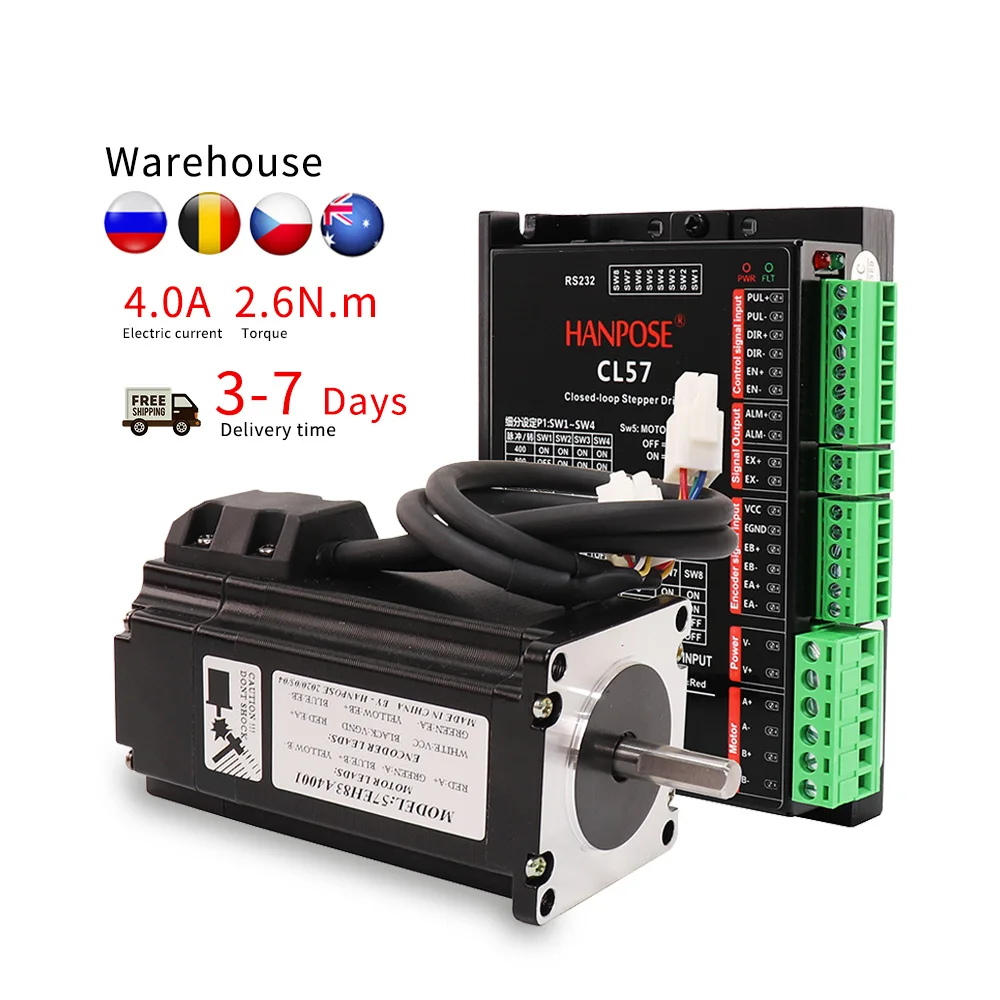 HanBuild nema23 closed loop 57EH83A4001 4.0A 2.6N.M 57 stepper motor + CL57 drive For cnc 3D Printer  stepper motor closed loop