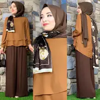 

Wholesale Islamic Clothing Black Muslim Casual Chiffon Set Clothes Arabic Casual Women Pleated Clothes Abaya Set
