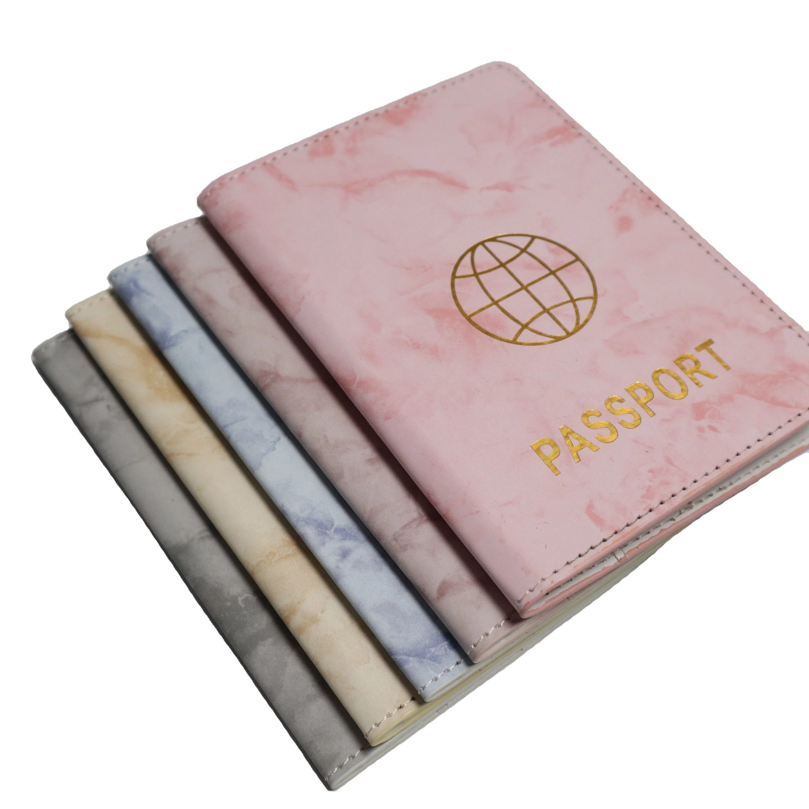 

Wholesales Marbling Hot Stamping Customized PU Leather cover Business travel Passport holder, Customized color