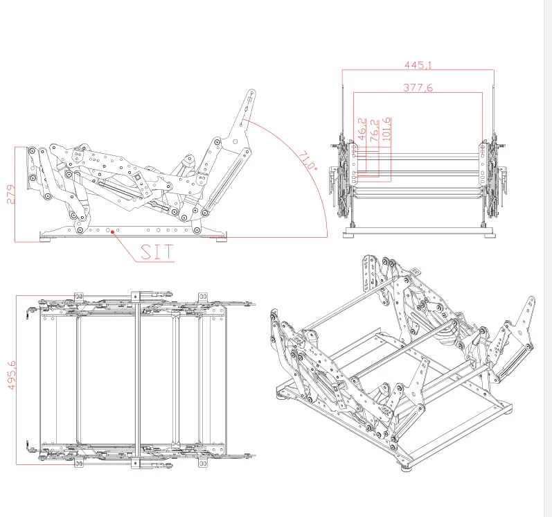 Regal Manual Recliner Sofa Mechanism Folding Frame Parts Single/love