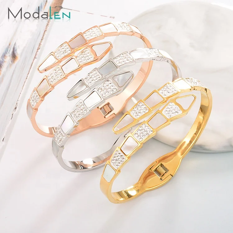 

Modalen New Trend Steel Bangle Design Expandable Simple Girl Jewelry Open Gold Cuff Bracelet
