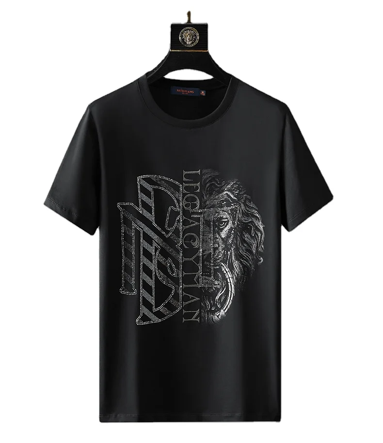 

The new summer round collar pure cotton style three - dimensional letter burning drill short - sleeved T - shirt