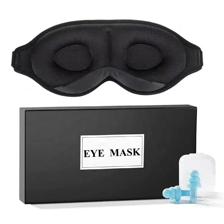 100% Blackout Ergonomic Sleep Mask with Nose Pad 3D Memory Foam Black Eye Mask Sleeping Eye Cover Hot Selling Travel Eye Shade