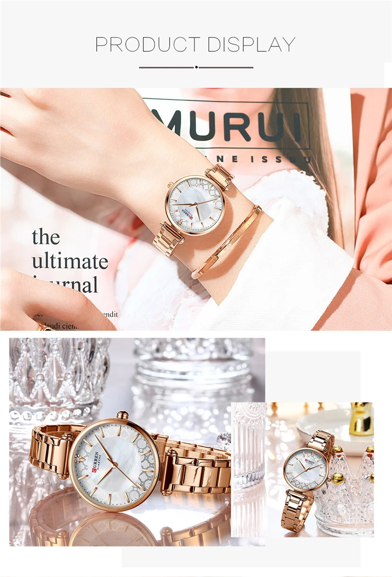 Watches for Women Luxury Brand CURREN 9072 Elegant Thin Quartz Wristwatch with Stainless Steel Simple Female Clock