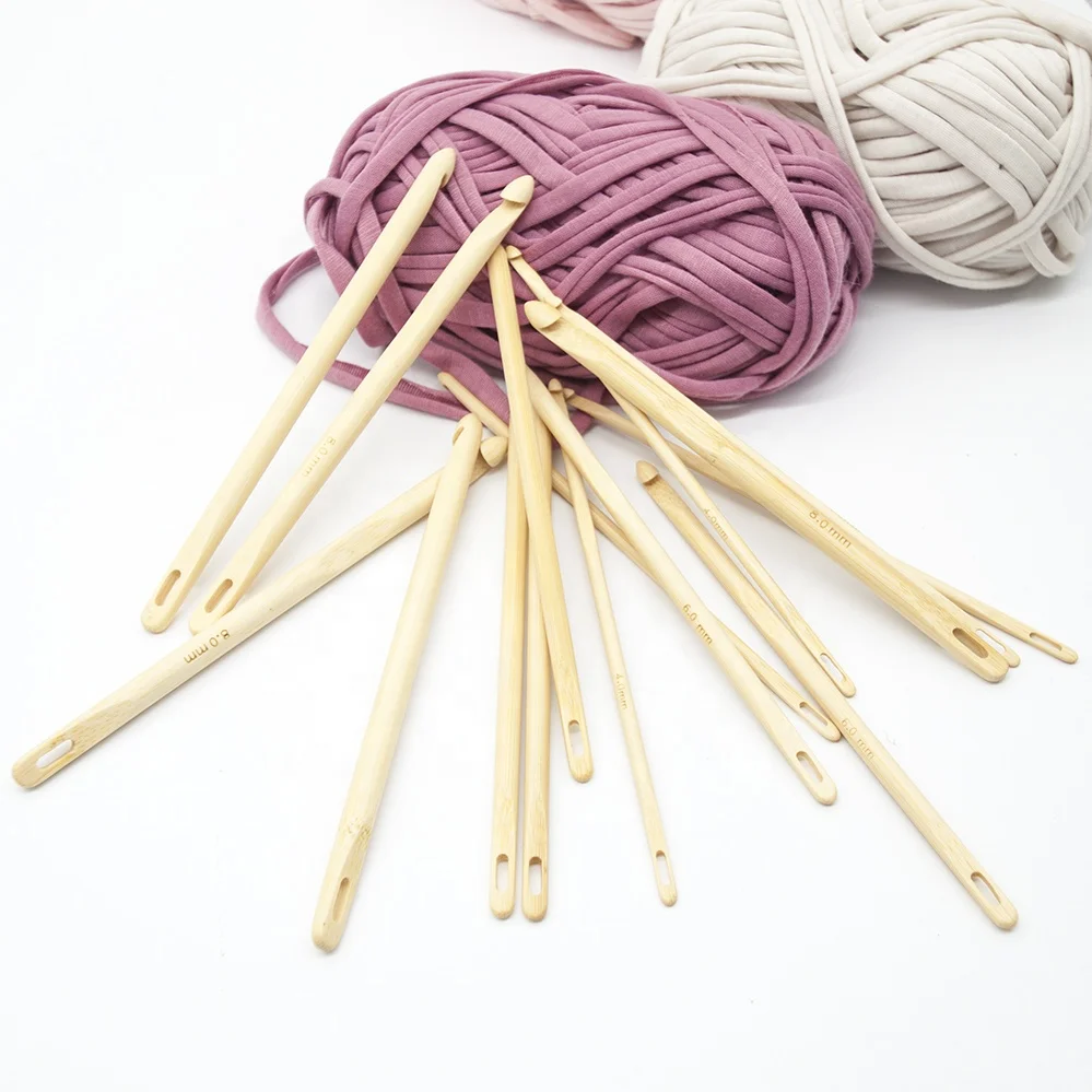 

Bamboo Locker Needle Hook Crochet Hooks with eye, Natural wood color