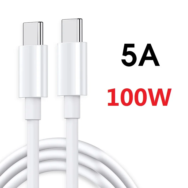 

20W 60W 100W Cable 8Pin 6ic Nylon Cord PD Wire 1m 2m 3m Type C Cable 3.1 Quick Charger 2A 5A USB C Fast Charging Charger Cable, White