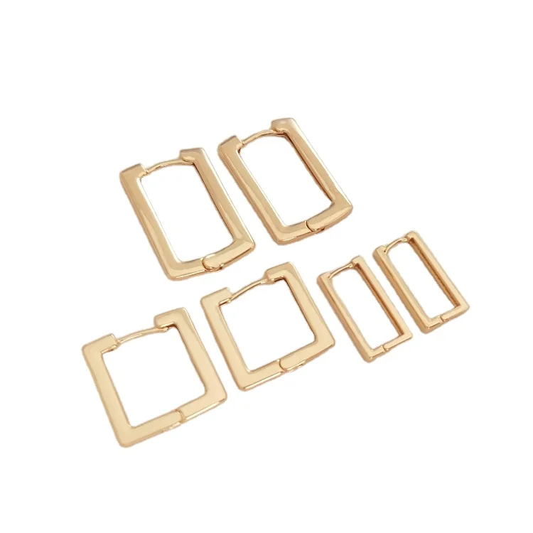 

14K gold plated geometric square ear buckle rectangular French ear clip fashion earrings diy earring accessories