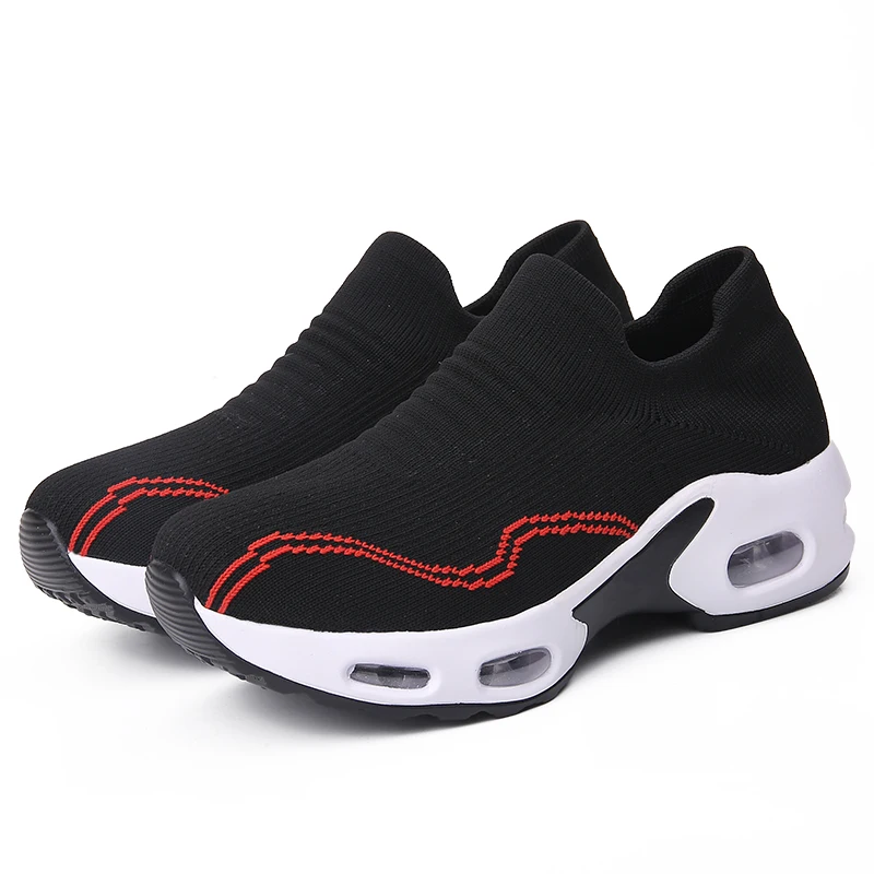 

2021 Summer new women's double air cushion flying woven socks shoes outdoor shock absorption jogging casual sports shoes women