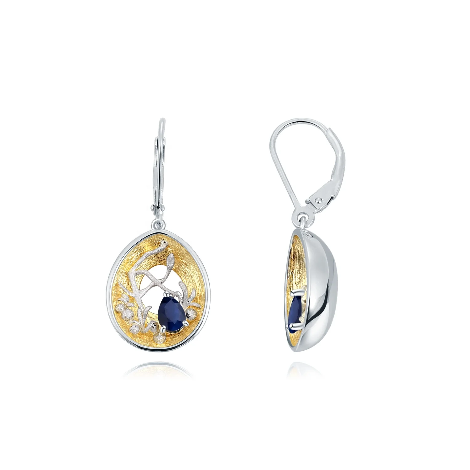 

Abiding Hot Classic Awe For Nature Natural Diffusion Sapphire 925 Sterling Silver Earring For Women