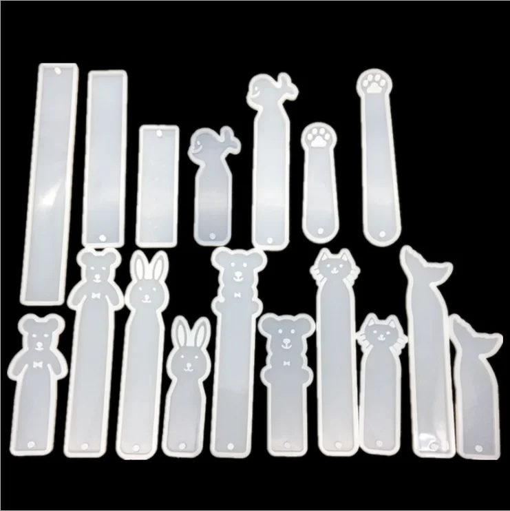 

LOVE'N LV372S DIY crystal gutta percha tail bookmark mold Jewelry gutta percha ruler mold cute mirror face Silicone resin mold, White