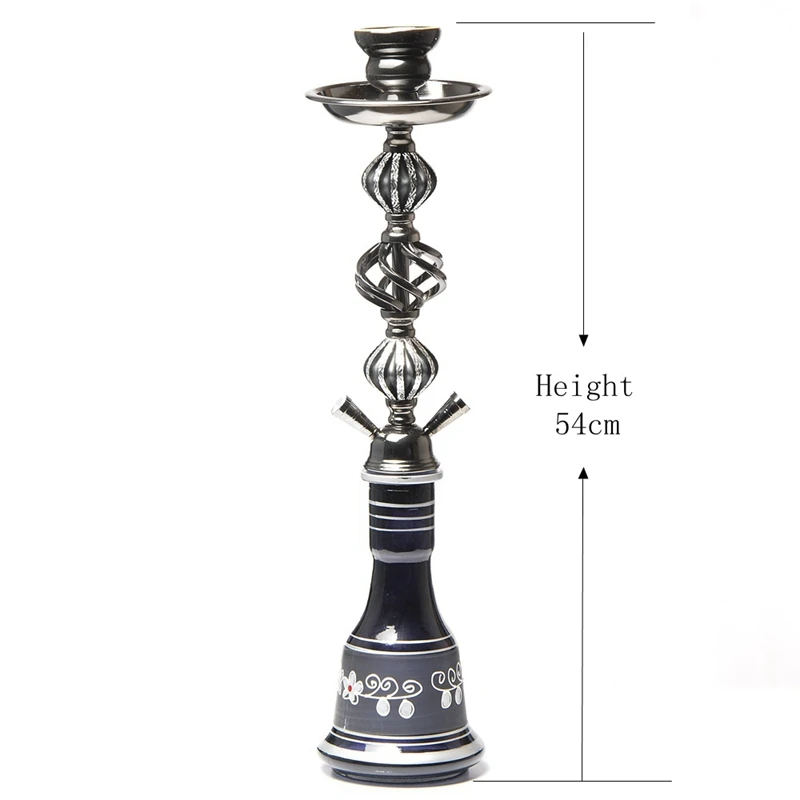 

Noble and elegant stainless steel large size 54 cm hookah set