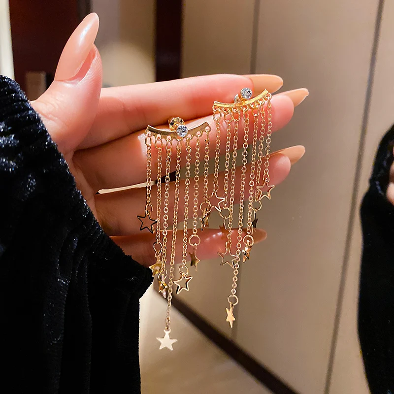 

2021 fashion women star gold chain drop earring