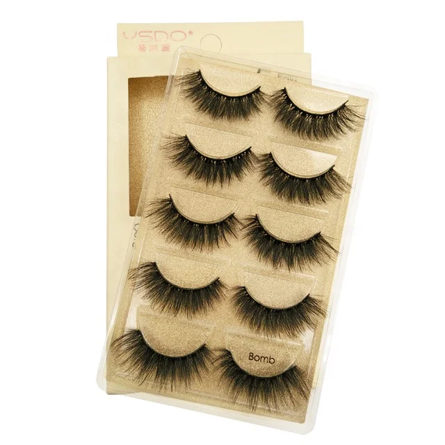 

BEAU FLY New Design 5 Pairs Mink Eyelashes Set 3D Natural False Eyelash with Box