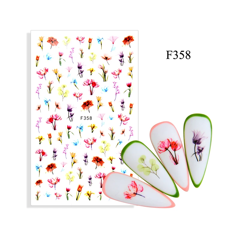 

Hot selling flower series nail decal stickers 3d transfer sticker
