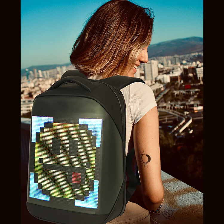 

Waterproof DIY Laptop Bags Smart Screen Travel Bags Mochila LED Display Panel Led Backpack 4g For Advertising, Black, rose red, blue