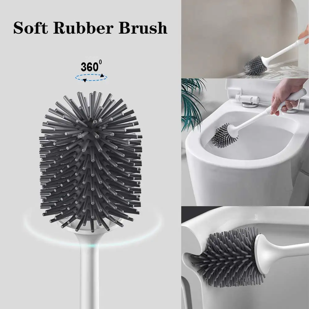 Anti-bacterial Silicone Toilet Brush No Scratch Soft Toilet Cleaner ...