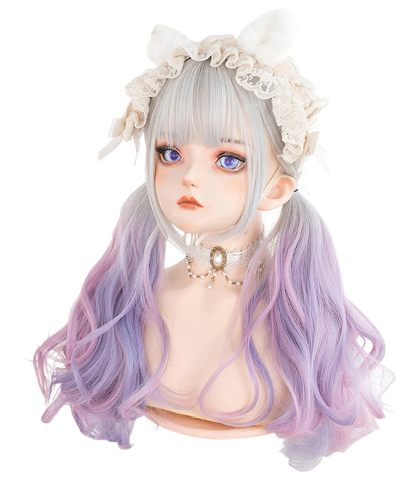 

Dyeing Gradient Hot Harajuku Lolita Big Wave Lolita Long Curly Hair Sweet Princess High Temperature Silk Cosplay Party COS Wig, Pic showed
