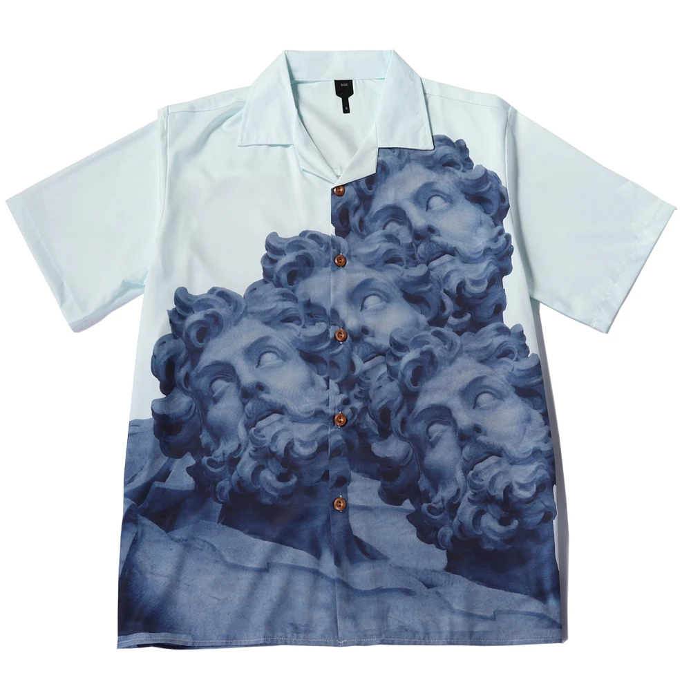 

Printed Turn-down Collar Hawaiian Shirt Street Polo Shirt Man