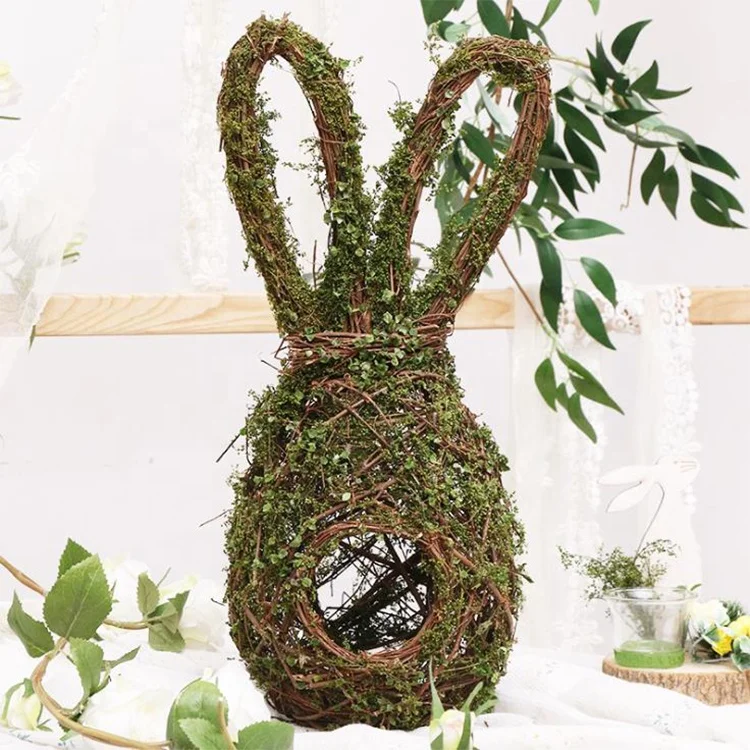 

Dropshipping Home furnishings natural rattan ring birds nest rabbit pendant Easter photo props BT065R, As the pictures