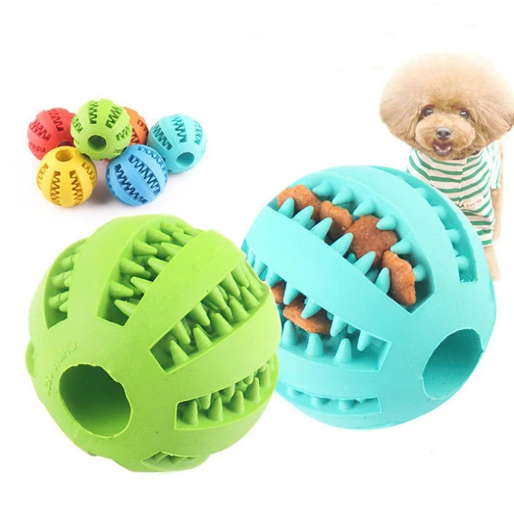

Hot Sale Natural Indestructible Soft Pet Toy Pet Food Ball Dog Chew Rubber Ball, 6 colors
