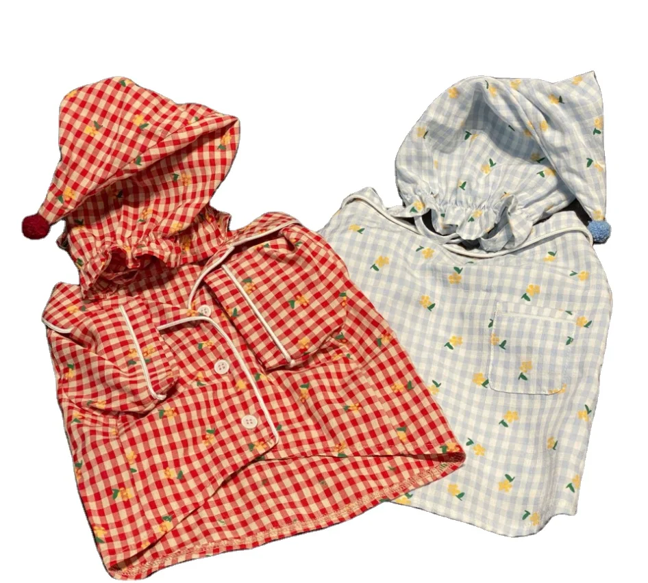 

Trendy brand cute design small floral girl lady dog shirt pet pajamas hat suit