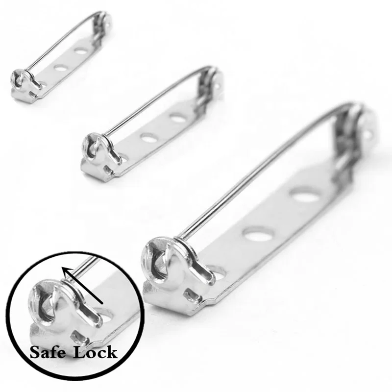 

Exquisite Stainless Steel Brooch Base Back Bar Badge Holder Safe Lock Pins DIY Jewelry Findings Making Accessories Wholesale