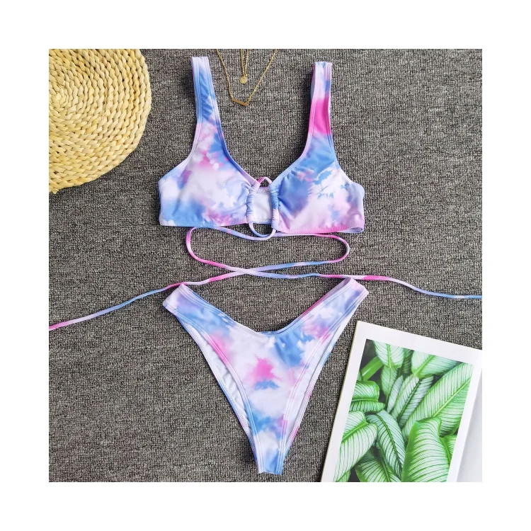 

Cikini 2020 Women Bikini Hot Beachwear Thong Tie Dye Dyed Swimwear