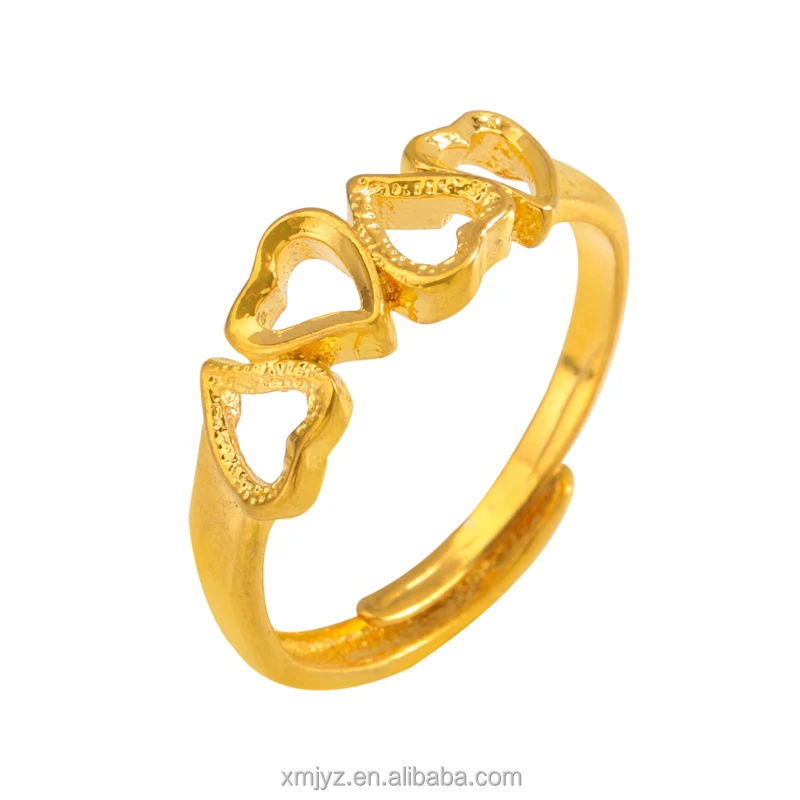 

Foreign Trade Supply Brass Gold-Plated Ladies Four Love Rings Niche Design Sense Ins Wind Ring